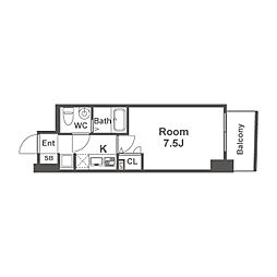SERENiTE三宮 2階1Kの間取り