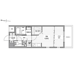 RESIDIA靱公園 1DKの間取図画像
