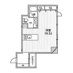 ルクレ堺筋本町レジデンス 10階ワンルームの間取り