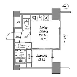 アドバンス江坂ラシュレ 0904 9階1LDKの間取り