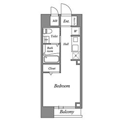 ルクレ西新宿 1階ワンルームの間取り