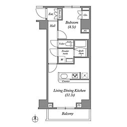 ＧＥＮＯＶＩＡ本所吾妻橋ｓｋｙｇａｒｄｅｎ 2階1LDKの間取り