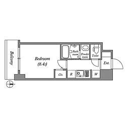 ジオエント福島野田 2階1Kの間取り