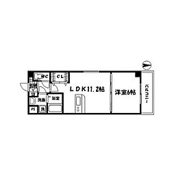第5アローズ新大阪 1LDKの間取図画像