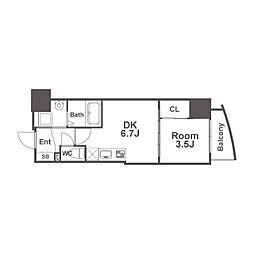 セレニテ堺筋本町SUD 1DKの間取図画像