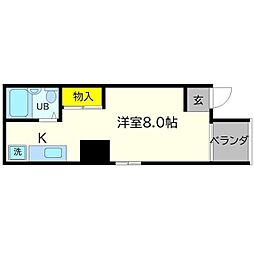 ノーブルハイム高尾 ワンルームの間取図画像
