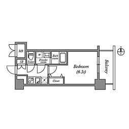 ワールドアイ難波City Gate 1007 10階1Kの間取り