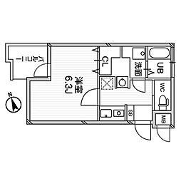メゾン夕陽ヶ丘 1Kの間取図画像