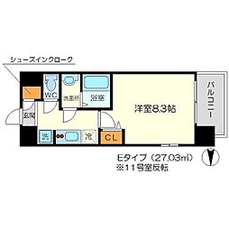 リッツ新大阪 1Kの間取図画像