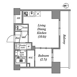 アドバンス江坂ラシュレ 1LDKの間取図画像