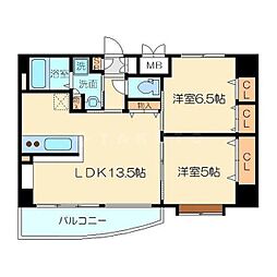 ウインズコート新北野 2LDKの間取図画像