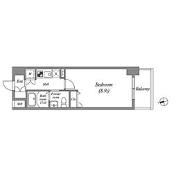 ルクレ京橋 1Kの間取図画像