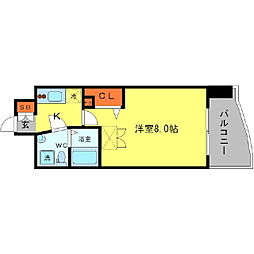 アフルエンス難波 1Kの間取図画像