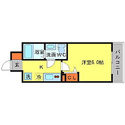 セレニテ北浜 1Kの間取図画像