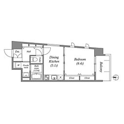 RESIDIA靱公園 1DKの間取図画像