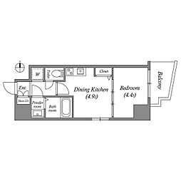 プライムアーバン松屋町 1DKの間取図画像