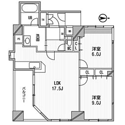 アーデンタワー北堀江 2LDKの間取図画像