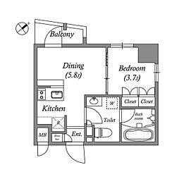ISM練馬 1DKの間取図画像