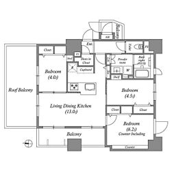 ACP Residence 中野新橋 3LDKの間取図画像
