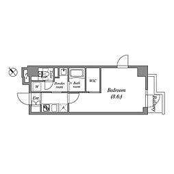 GRANPASEO新宿余丁町 1Kの間取図画像