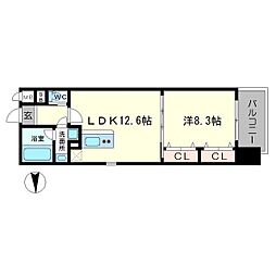 ラクラス長堀橋 1LDKの間取図画像