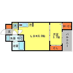 セレニテ北浜 1LDKの間取図画像