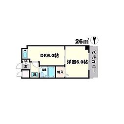 マンドヒル千里 1DKの間取図画像