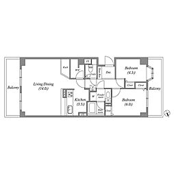 磯子台スカイマンション 2LDKの間取図画像