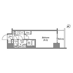 エスリード新栄プライム 1Kの間取図画像