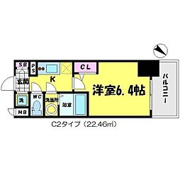 エスリード京橋 1Kの間取図画像