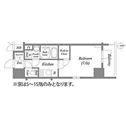 エスリード大須プレシア 1Kの間取図画像