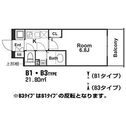 エスリード新福島 1Kの間取図画像