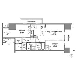OPUSRESIDENCENAGOYASTATION 2LDKの間取図画像