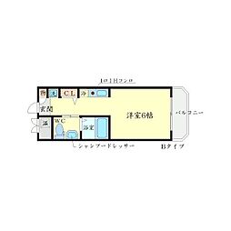 ウインズコート3 ワンルームの間取図画像