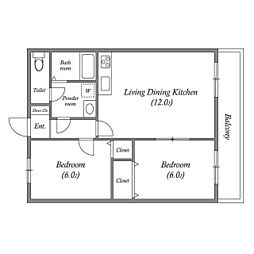 レジデンス代官町スクエア 2LDKの間取図画像