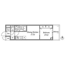 MAXIVCROS江坂 1DKの間取図画像