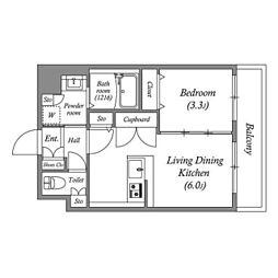 HF西新宿レジデンスWEST 1DKの間取図画像