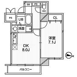 プレデアス千里山田 1LDKの間取図画像
