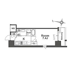 TLRレジデンス本町WEST 1Kの間取図画像