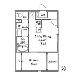 グランメゾン福 1LDKの間取図画像