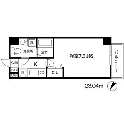 ウインズコート西梅田2 1Kの間取図画像