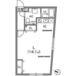 ゼスティ駒沢大学2 1DKの間取図画像