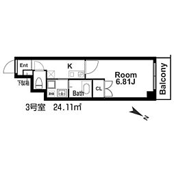 みおつくし江戸堀 1Kの間取図画像
