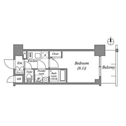 エスリード神戸ラ・コスタ 8階1Kの間取り