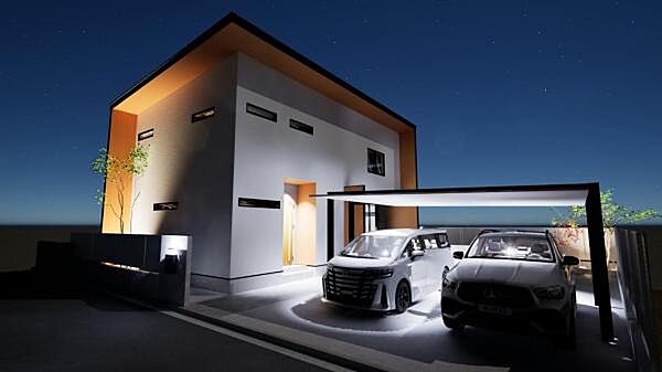 建物プラン例(夜パース・外観)