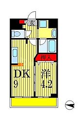 プレジール船橋本町 1DKの間取図画像