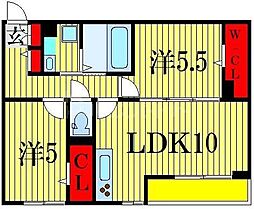 エタニティー東船橋 2LDKの間取図画像