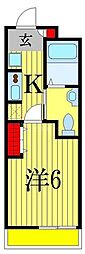 エアフォルク原木 1Kの間取図画像