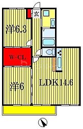 パティオアベート 2LDKの間取図画像