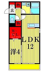 クレール市川 1LDKの間取図画像